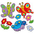 Wandtattoos | Kinder Wandtattoo Schmetterlinge mit Blumen 2